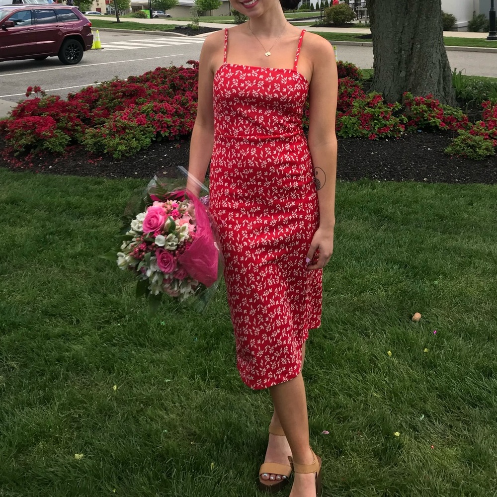 Red Zara MIDI Dress with Slit